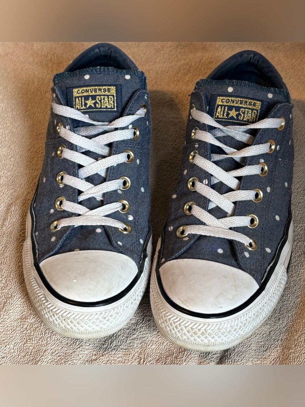 Converse Navy Blue and White Low Top Sneakers
